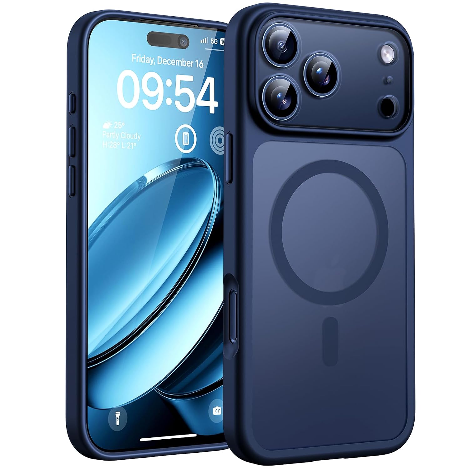 TOCOL voor iPhone 17 Pro Max Case Compatibel met MagSafe, Volledige Camerabescherming, Schokbestendig Anti-vingerafdruk Anti-slip Hoesje Dunne Translucente Matte Backcover 6,9-Inch, Blauw