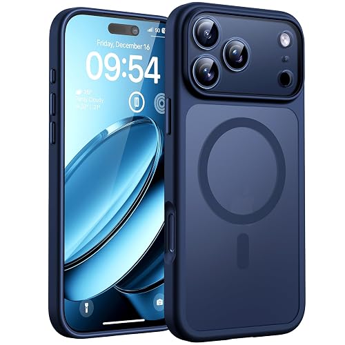 TOCOL Magnetic for iPhone 17 Pro Max Case, Compatible with MagSafe, Full Camera Protection, Built-in Magnetic Ring, Drop Protection Shockproof Translucent Matte Phone Case (Dark Blue)