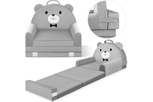 JUOIFIP Divano per bambini orso, sedia pieghevole 2 in 1 per bambini, 150cm morbido divano in velluto cristallo per bambini piccoli per camera da letto, soggiorno