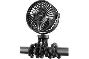Portable Pram Fan, 5200 mAh Rechargeable Personal Fan, with 360° Rotate Flexible Tripod and TYPE-C Port 3 Speed Small Mini US
