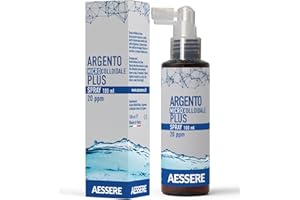 Aessere Argento Colloidale Plus Spray 20PPM, Antibatterico, per Pelle, Gola, 100 ml