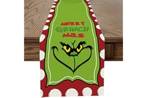 Ohok Runner da tavola natalizio per cucina, tavolo da pranzo, per soggiorno, fattoria, runner da tavola per feste e decorazione per la casa (Merry Grinchmas)