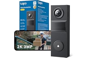 Tapo D205 2K 3MP Battery Doorbell Wireless, No Monthly Fee,160° FOV Ultra-Wide,Video Doorbell Wireless,2 Way Audio, TP-Link AI Detection,180 Days Battery,IP54,APP Control, Alexa/Google Home