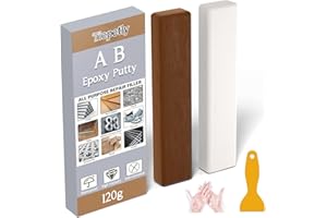 Tiepetly Stucco epossidico, 120 g, colla epossidica a riparazione rapida per legno, plastica dura, vetro, crepe in ceramica, riempitivo in metallo, resistente al calore e impermeabile, marrone