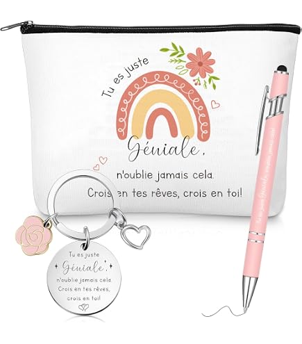 Coffret Cadeau Collègue Femme – Carnet A6, Stylo Rose & Porte-Clés Fleur, Idéal Départ, Retraite, Noël