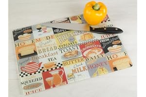 CREATIVE TOPS Kitchen Craft Everyday Home Retro Desayuno Protector de Superficie de Trabajo de Cristal, Multicolor