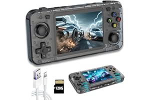 GATBGEFU New R36H Retro Handheld Game Console, 3.5" IPS Screen Portable Video Game Console ,Built in 128G Card & 20000 Games,Open Source Linux System (Black,128g)