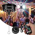 Moteur de Boule Disco Rotative avec Télécommande, Moteur rotatif réglable avec Mode Multi-éclairage et 30 LED, USB Spinner de Boule Disco pour Décoration de Fête, DJ, Pubs, KTV