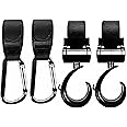 BuzyBe Upgraded Baby Stroller Hooks for Hanging – Heavy-Duty Clips for Diaper Bags, Shopping Bags & Convenient Yoyo Stroller Accessories Organizer Hook, 360° Rotatable, Valentine's Day Gift, 4-Pack