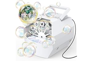 Theefun Bubble Machine, 500mL Automatic Bubble Blower, Portable Bubble Maker Electric Bubble Toy for Boys Girls Outdoor Indoor Parties Weddings Birthday, Powered by USB or Batteries (White)
