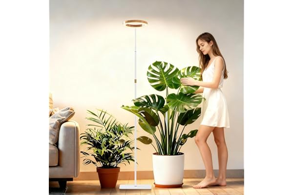 Lampe de Croissance avec Support, Lampe Pour Plante à spectre complet pour plantes d'intérieur, Minuterie Automatique 6/12/18H, 42-170cm Einstellbare Höhe für hohe Pflanzen(Faux grain de bois)