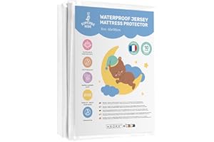 SUPERBE BEBE Wodoodporny ochraniacz na materac niemowlęcy 60 x 120 do łóżeczka niemowlęcego | Prześcieradło z gumką do materaca łatwe w montażu | Wodoodporny materac, można prać w pralce, Oeko Tex bez środków