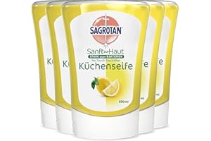 Sagrotan Recambio de jabón de Cocina No-Touch Citrus – para el dispensador automático de jabón – 5 x 250 ml jabón de Manos en práctico Pack