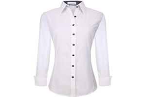 Alex Vando Damen-Hemden Normale Passform Langärmelig Stretch-Arbeitshemd