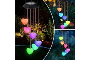 FOHIL Campanelli Eolici Solare, LED Energia Solare Campanella Cambia Colore, Campana a Vento Luce Impermeabile, Ideale per Decorazione per Esterno, Interni, Casa, Giardino, Cortile, Feste (cuore)