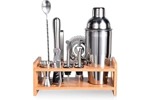 Cocktail Shaker Set,Esmula 750ML 12 Teiliges Edelstahl Barkeeper Kit Professionelles Mixing Bartending Kit, Home Stylish Bar Tool Set mit Cocktail Rezeptheft (Silber)