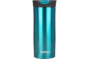 Contigo Huron Snapseal Travel Mug, Stainless Steel Thermal mug, Vacuum Flask, Leakproof Tumbler, Coffee Mug with BPA Free Easy-Clean Lid, Biscay Bay, 470 ml