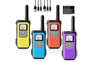 NXGKET Walkie Talkies for Adults Kids, Walkie Talkie 4 Pack Long Range, Rechargeable 2 Way Radios with 1200mAh Battery, 16 Channels, Supports VOX Function, Walkie Talkies for Outdoor Camping Hiking