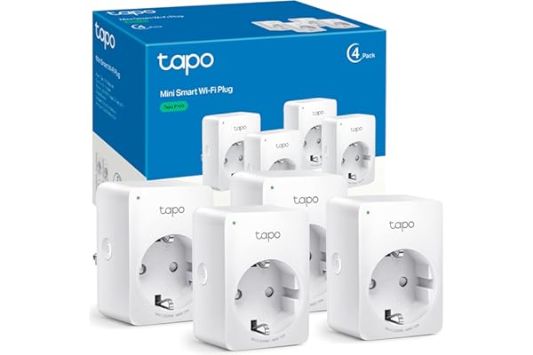 Tapo P100 (4 paquetes) – Mini enchufe inteligente Wi-Fi, óptimo para programar encendido/apagado y ahorrar energía, no necesita concentrador, compatible con Alexa y Google Home