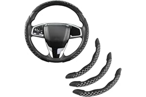 ‎GIANT PANDA GIANT PANDA Leder Lenkradbezug,Auto Zubehör Innenraum,3 teilig Lenkrad Abdeckung Universal für 99% Auto,SUV,Lastwagen(Diamantquilt-Grau)