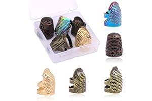 Riddur 5 Pezzi di Kit per Cucito, ago di Protezione delle Dita Regolabile (S/M) in Metallo per Cucito a Mano, Protezione Dita con Protezione in Metallo, per Cucito, trapuntatura, Artigianato