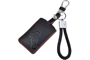 KASER Cover Guscio Chiave in Pelle Portachiavi compatibile per Renault Megane Scenic Laguna Koleos Clio 4 Tasti Protezione Smartkey Telecomando Keyless Go Auto