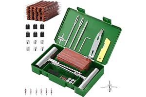 Tire Repair Kit 58pcs, Universal Tyre Patch Repair Quick Fix Puncture Plug | Flat Patch Kit Heavy Duty Tire Plug Tool Professional Tyre Repair Emergency Set for Bicycle Car Motorcycle Truck Tractor Jeep