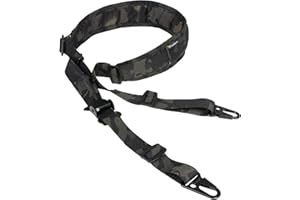 IDOGEAR Cinghia per Fucile 2 Punto fionda tradizionale imbracature Cinghia Bipunto con Regolatore di lunghezza ispessito spallacci Ganci in metallo