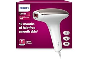 Philips Lumea série 7000, Épilateur à lumière pulsée, alternative à l'épilation laser, 3 embouts pour le corps, le visage et le maillot, modèle SC1999/00