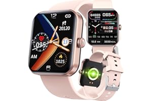 FOHATU Smartwatch Blutzucker Monitor, Blutzucker Fitness-Tracker Mit Körpertemperatur Blutzucker Pulsschlag Blutdruck Blutsauerstoff Monitor, Aktivitätstracker Für Männer Frauen,Pink