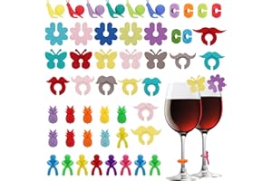 Hejo Glasmarkierer, 50 Stück Glas Markierung, Glasmarker Silikon, Wein Marker, Weinglasmarkierer für Weinglas, Tassen, Trinkglas