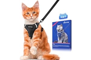 Halypet Cat Harness and Leash Set [ MAX Safety Third Generation ] Escape Proof Soft Adjustable Cat Leash Breathable Comfortable Vest Easy to Wear Kitten Harness for Outdoor Walking