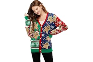 U LOOK UGLY TODAY Kardigan damski Christmas Cardigan for Women Funny Novelty Knitted Jumper for Party
