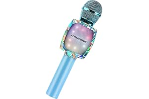 DYNASONIC Bluetooth Karaoke Microphone, toys for boys and girls Portable Karaoke Wireless Microphone with LED Lights for Children, original gifts children (DM-05 Blue)