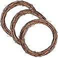 Aisszhao 20cm Natural Grapevine Wreath 3pcs Christmas Wreath Door Round Garland Vine Branch Wreath DIY Craft Xmas Wedding Holidays New Year Garden Home Party Decors(20+20+20)