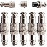 VISSQH 5 Pairs GX12 2-Pin Aviation Plug, 12 mm Male/Female Circular Connector, GX12 Aviation Connector Plug, Panel Metal Moun