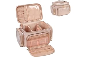 RELAVEL Kosmetiktasche Groß, Reise Make Up Tasche Damen Schminktasche mit Pinselhalter Fach, Portable Makeup Bag Organizer (roségold)