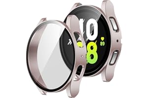 ZZDZZ [2 Pack Compatible with Samsung Galaxy Watch 5/Galaxy Watch 4 Screen Protector Case 40mm, Ultra-thin Hard PC Bumper Protective Cover for Galaxy Watch 40mm (Rose Gold/Clear)