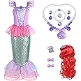 Fancyset Mermaid Costume Kids Princess Mermaid Costumes Fancy Dress Up Cosplay Halloween Party Carnival Outfit with Accessories