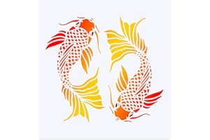 FINGERINSPIRE Koi Drawing Painting Stencils Templates 30x30cm Plastic Koi Stencils Decoration Square Carp Stencils for Painting on Wood, Floor, Wall and Fabric