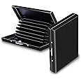 DAHSHA Imported 8 Slots Steel RFID Metal Credit Card Holder Wallet for Men & Women (Black, 9.5cm x 6.5cm x 1.5cm)