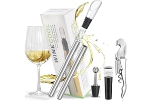 Minnhua 6 en 1 Kit Enfriador de Botellas de Vino Enfriador Botellas Vino con Varilla de Enfriamiento con Accesorios Vinhos Enfriador de Vino Blanco Tapón Aireador para Los Amantes del Vino