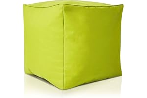 ‎GREEN BEAN Green Bean© Sitzsack-Hocker 40x40x40cm mit EPS-Perlen Füllung - Fußhocker Fußkissen Sitz-Pouf für Sitzsäcke - Bodenkissen für Kinder und Erwachsene - Fußablage Sitzkissen Sitzhocker Hellgrün