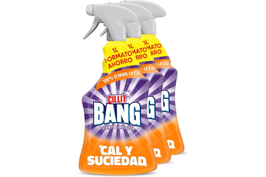 Cillit Bang Cal y Suciedad, potente limpiador baño, cocina, formato spray - Pack de 3 x 1 L, total 3 L