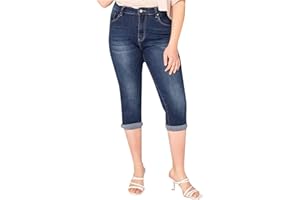 Lusty Chic Mujer de Talla Grande Bermudas Vaqueras - Cintura Alta, Estilo Crop, Elegantes y Confortables