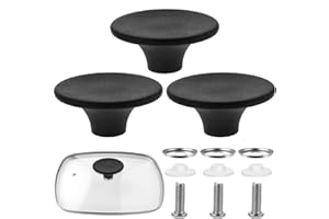 TIESOME Lot de 3 boutons de couvercle de casserole, boutons de rechange universels pour couvercle de poêle, bouton de couvercle de 5,5 cm, poignée circulaire en bakélite