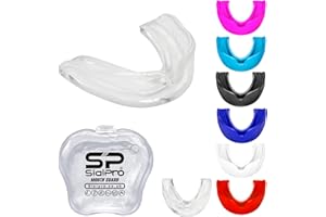 SIALPRO Mouthguards Slim Fit Junior Mouldable Gum Shield with Case for Boxing Men MMA Rugby Hockey Basketball Muay Thai Kickboxing Football All Contact Sports (<11 Years, Clear)