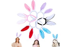 Candygirl 6 Pièces Mignon Peluche Oreilles de Lapin Serre-Tête Enfant Fille Bandeaux Cheveux pour Pâques Halloween Noël Fête Décoration