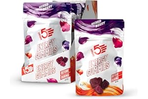 HIGH5 Energy Gummies - Quick Release Carbohydrate Supplements for Running, Cycling, Hiking - 10x26g Portable Resealable Pouches - Natural Vegan Energy Chews with Electrolytes & Vitamin B6, Mixed Berry