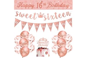 Girls 16th Birthday Decorations Rose Gold Sweet Sixteen Birthday Decorations Girls Happy 16th by RichMoho